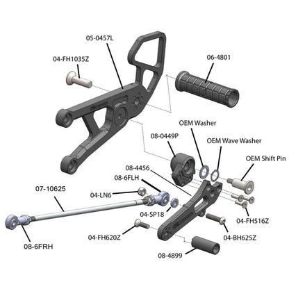 Woodcraft Rearset - GP Shift Yamaha YZF-R6 2006-2024