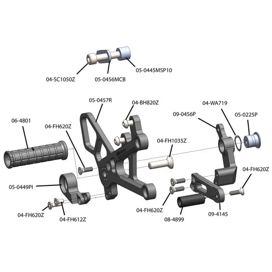 Woodcraft Rearset - GP Shift Yamaha YZF-R6 2006-2024