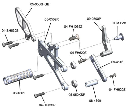 Woodcraft Rearset - GP Shift Triumph Daytona 675 2006-2012