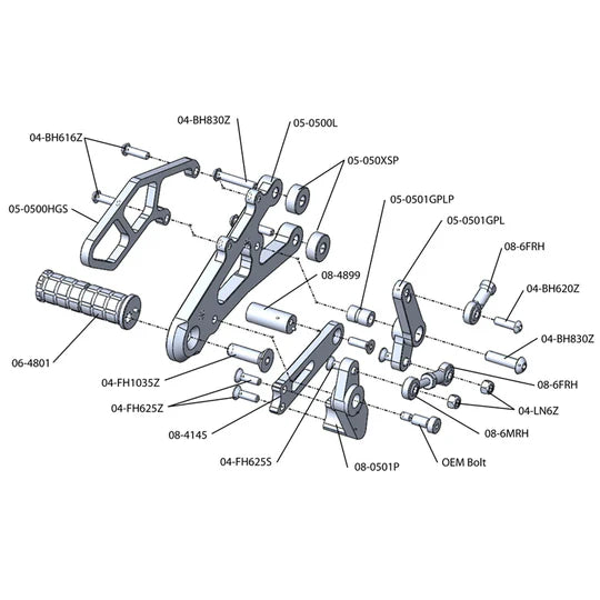 Woodcraft Rearset - GP Shift Triumph Daytona 675 2006-2012