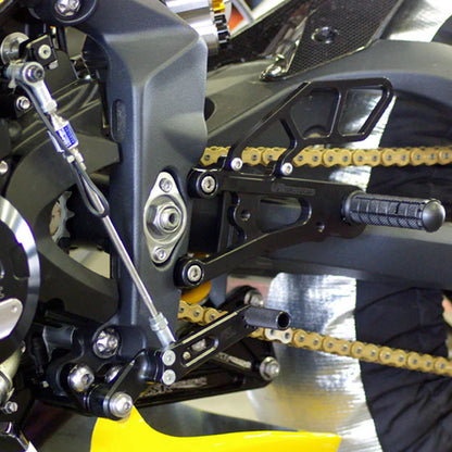 Woodcraft Rearset - GP Shift w/QS Rod - RACE USE ONLY (No Side Stand) Triumph Daytona 675/675R 2013-2017