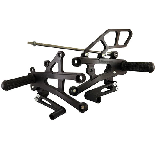 Woodcraft Rearset Kit, STD Shift W/O QS - Complete W/Shift and Brake Pedals Triumph Street Triple 2013-2016