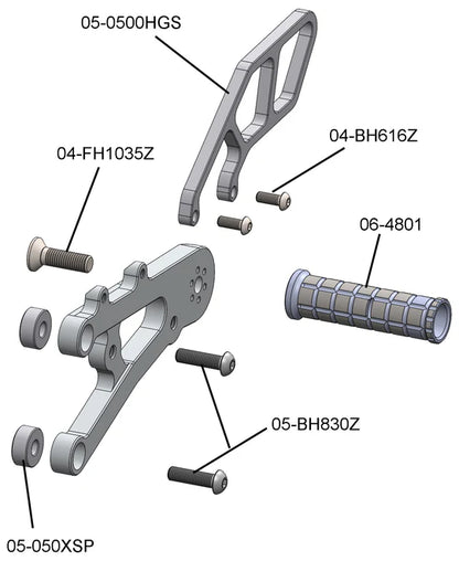 Woodcraft Rearset - GP Shift w/o QS - RACE ONLY (No Side Stand) Triumph Street Triple 675 2007-2012