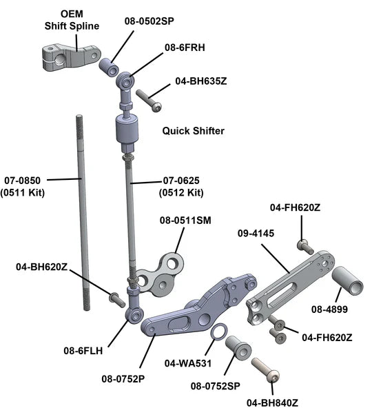 Woodcraft Rearset - GP Shift w/o QS - RACE ONLY (No Side Stand) Triumph Street Triple 675 2007-2012