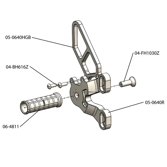 Woodcraft Complete Rearset - Black Ducati 848/1098/1198/848 Evo 2007-2013