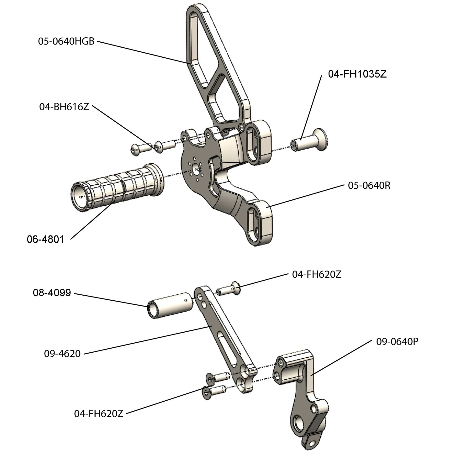 Woodcraft EVO Complete GP Rearset (Factory QS) Ducati 1198SP/848 2008-2013