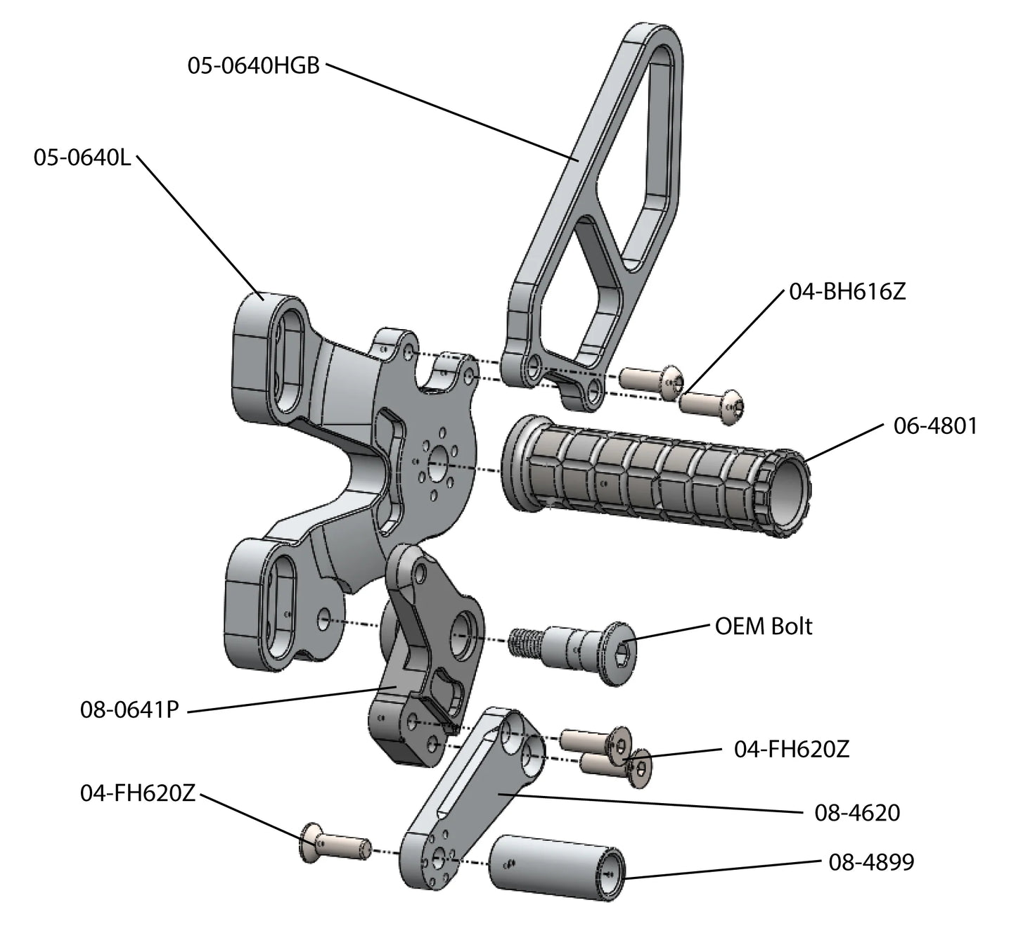 Woodcraft EVO Complete GP Rearset (Factory QS) Ducati 1198SP/848 2008-2013