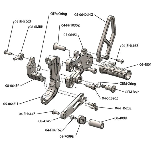 Woodcraft Rearset Ducati Panigale 899/959/1199/1299 2012-2024