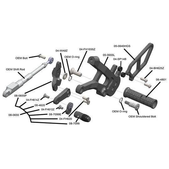 Woodcraft Rearset Kit Ducati Panigale V4 2018-2020