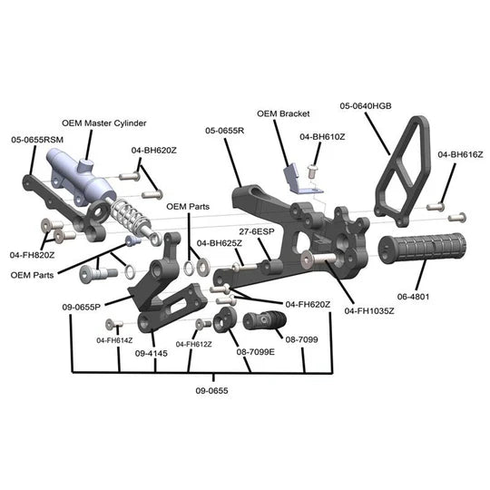 Woodcraft Rearset Kit Ducati Panigale V4 2018-2020