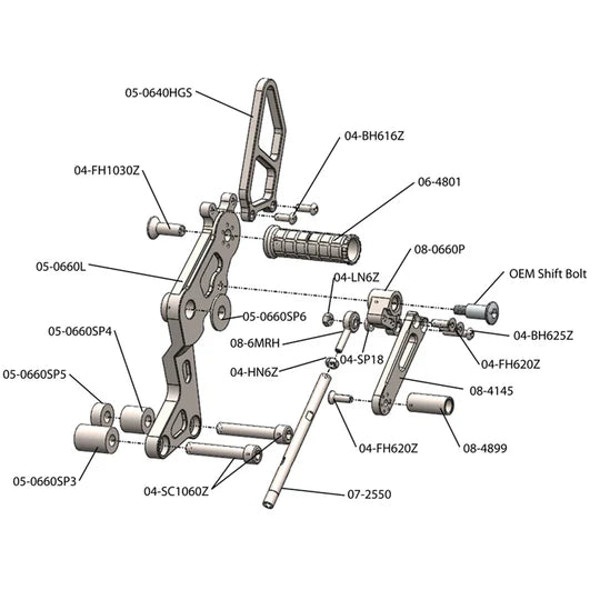 Woodcraft Rearset Ducati Monster 696/796/1100 2009-2014