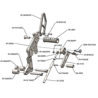 Woodcraft Rearset Ducati Monster 696/796/1100 2009-2014