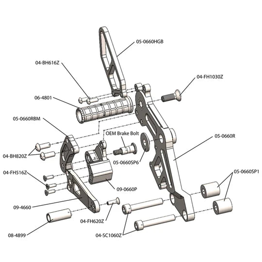 Woodcraft Rearset Ducati Monster 696/796/1100 2009-2014