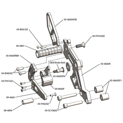 Woodcraft Rearset Ducati Monster 696/796/1100 2009-2014