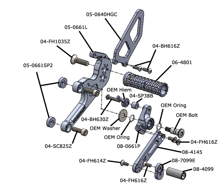 Woodcraft Complete Rearset Ducati Panigale V2 2025-2026 - Adventure Parts