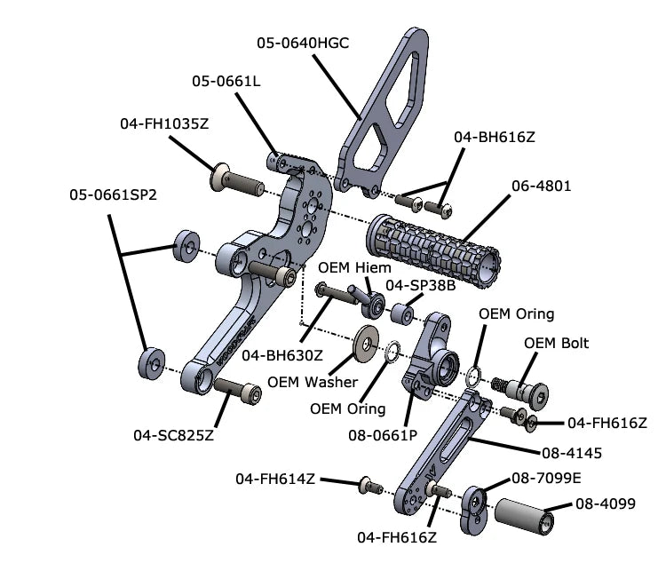 Woodcraft Complete Rearset  Ducati Streetfighter V2 / S 2025-2026