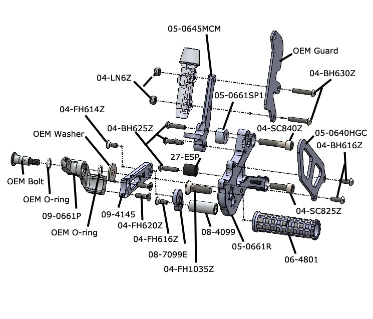 Woodcraft Complete Rearset Ducati Panigale V2 2025-2026 - Adventure Parts
