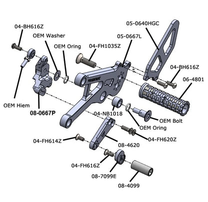Woodcraft Rearset  Ducati Panigale V4 /R 2025-2026