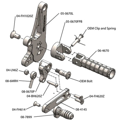 Woodcraft STD Shift Complete Rearset Ducati Diavel 2011-2018