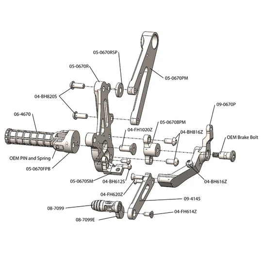 Woodcraft STD Shift Complete Rearset Ducati Diavel 2011-2018