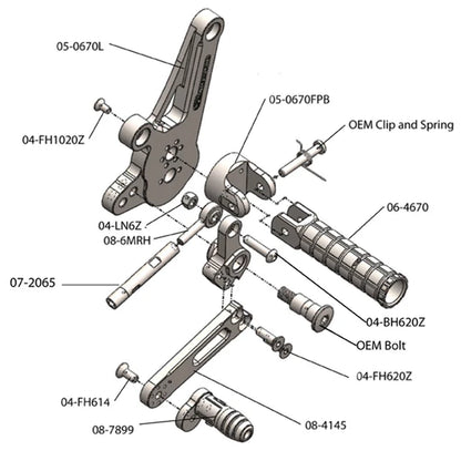 Woodcraft Rearset Kit Ducati Diavel 2011-2020