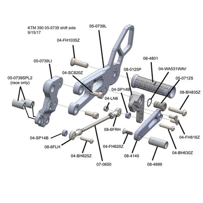 Woodcraft Complete Rearset KTM RC390 2015-2020