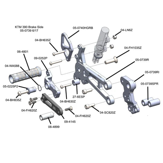 Woodcraft Complete Rearset KTM RC390 2015-2020