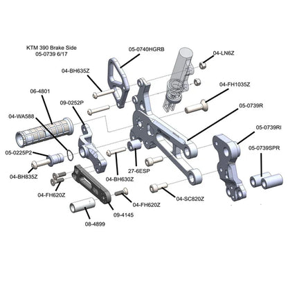 Woodcraft Complete Rearset KTM RC390 2015-2020