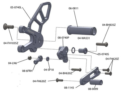 Woodcraft Complete Rearset Aprilia RSV4 2009-2010