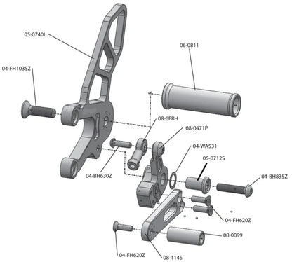 Woodcraft GP Shift Complete Rearset Aprilia RSV4 2017-2020