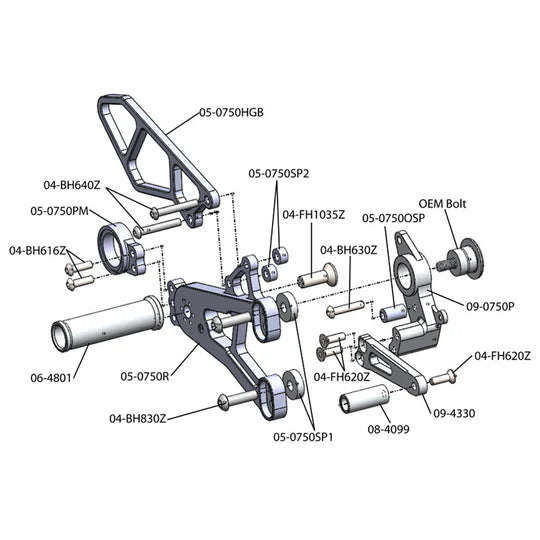 Woodcraft STD Shift Complete Rearset BMW S1000RR 2009-2014