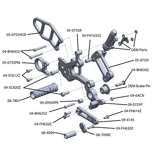 Woodcraft Complete Rearset BMW S1000RR 2015-2018