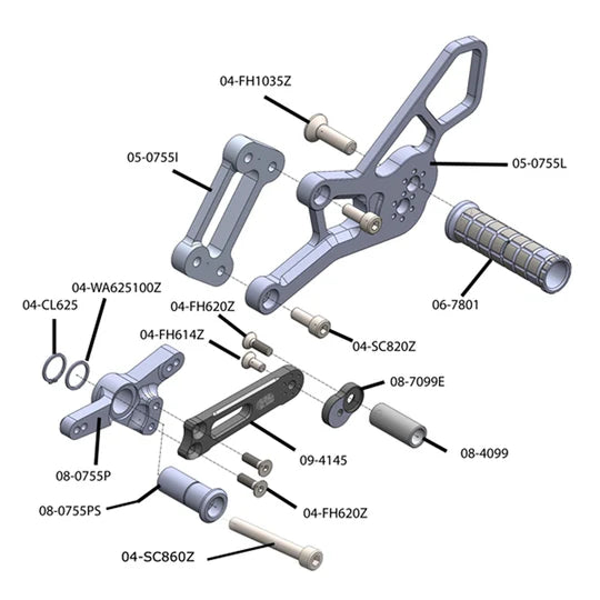 Woodcraft Complete Rearset - STD/GP BMW S1000R 2017-2020