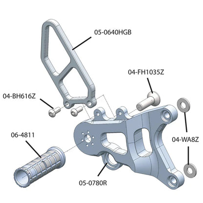 Woodcraft STD Adjustable Rearset Kit w/Shift pedal MV Agusta F3/Brutale 675/800 2012-2023