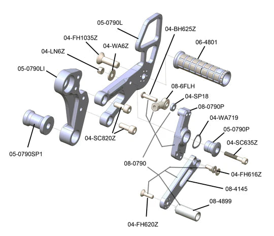 Woodcraft Rear Set Kit KTM Duke790/890 2018-2023