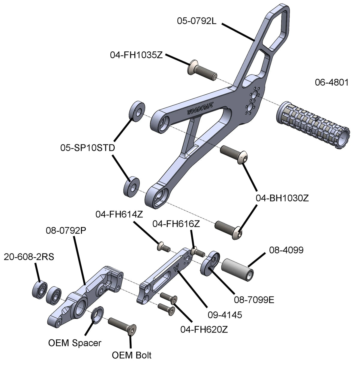 Woodcraft Complete Rearset KTM 990 RC 2026