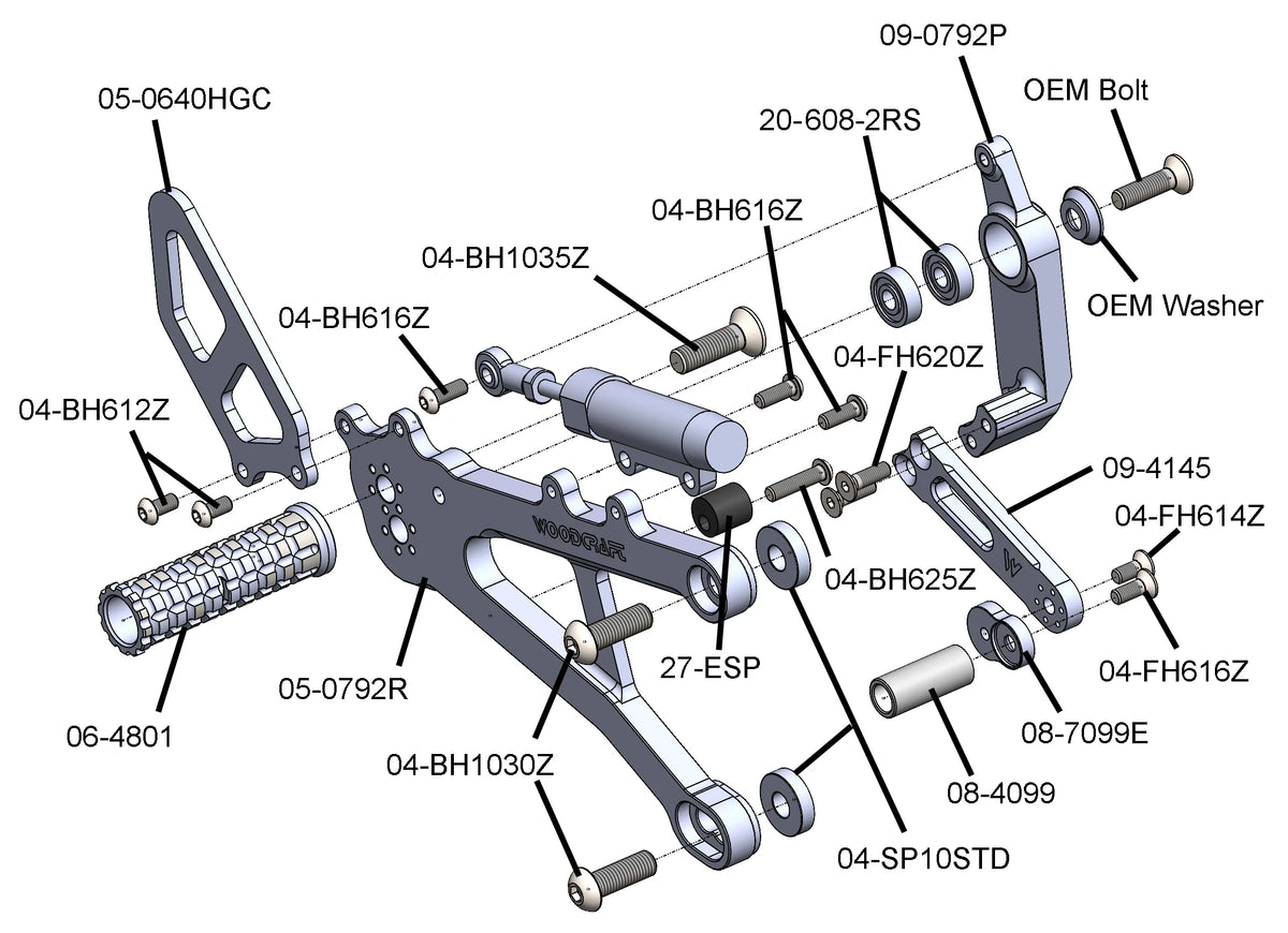Woodcraft Complete Rearset KTM 990 RC 2026