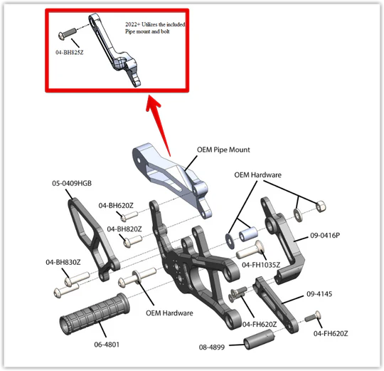 Woodcraft Rearset Yamaha MT10 2022-2024