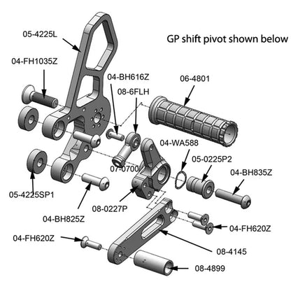 Woodcraft Rearset - GP Shift Suzuki SV650 2003-2012