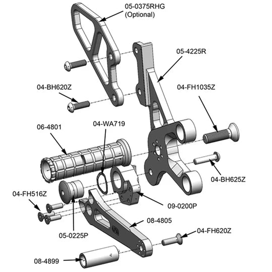 Woodcraft Rearset Suzuki SV1000/S 2003-2007