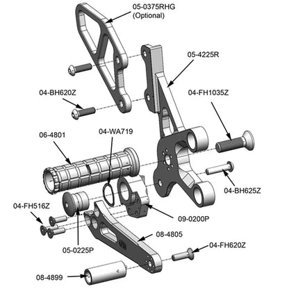 Woodcraft Rearset Suzuki SV1000/S 2003-2007