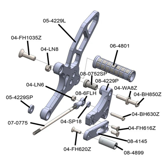 Woodcraft Rearset Suzuki SV650 2017-2023