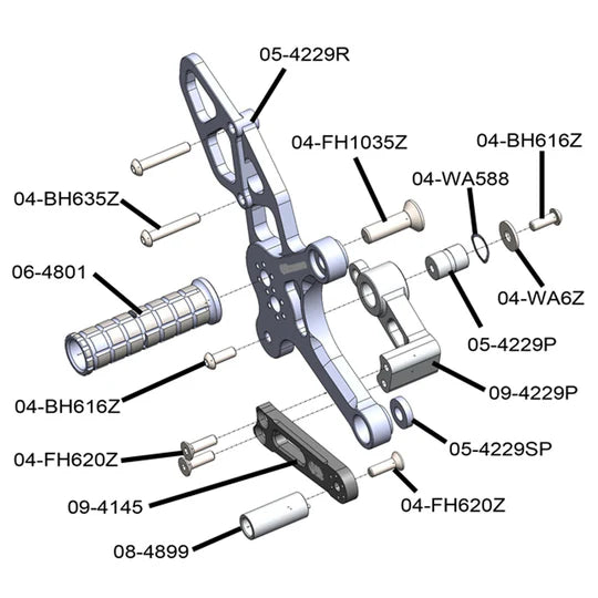 Woodcraft Rearset Suzuki SV650 2017-2023