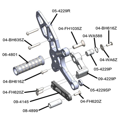 Woodcraft Rearset Suzuki SV650 2017-2023