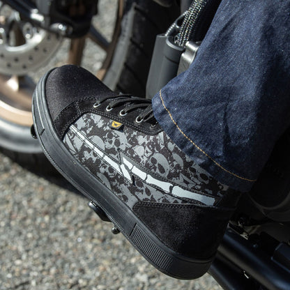 Cortech Slayer Canvas Skulls Motorcycle Riding Shoes - Adventure Parts