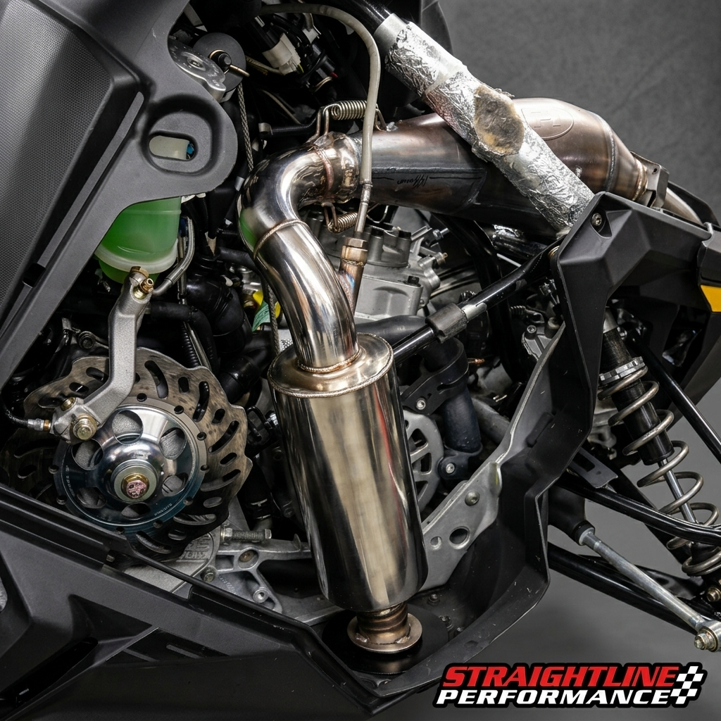 Straightline Performance Patriot Ultra Lite Lightweight Muffler Polished Stainless Steel Polaris AXYS 850 2019-2022