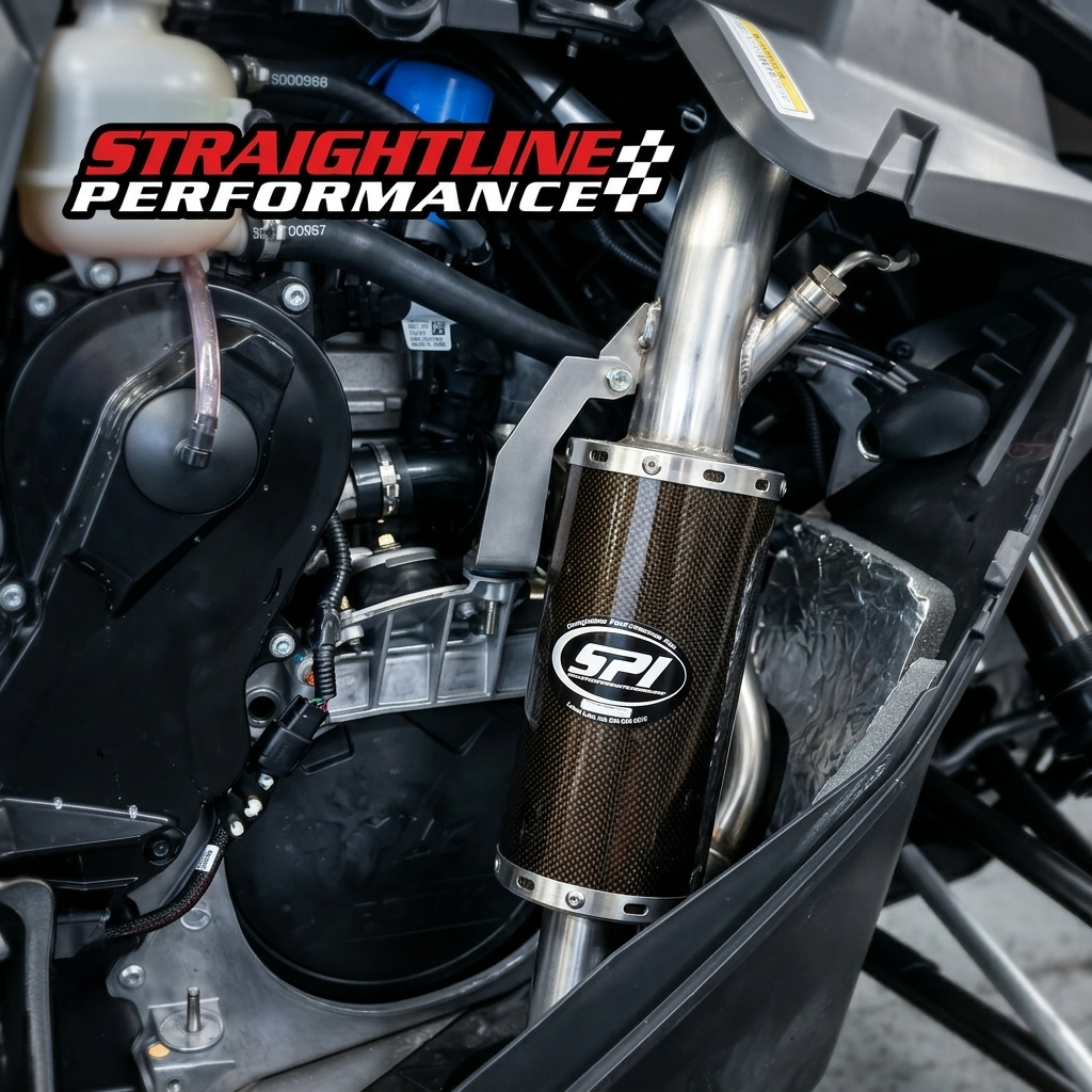 Straightline Performance Carbon Fiber Muffler Stainless Steel Ski-Doo 850 Rev Gen 4 2017-2027