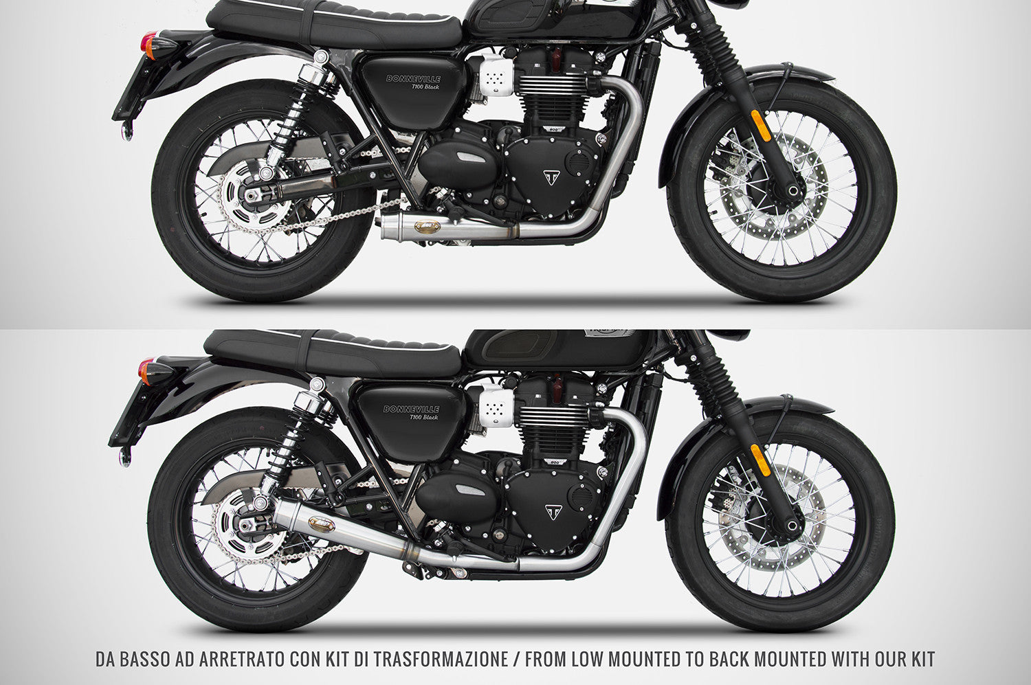 ZARD Rear Exhaust Conversion Kit For Full Kit Racing Triumph Bonneville T120 2021-2023 - Adventure Parts