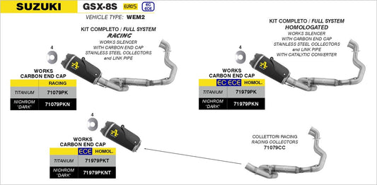 Arrow Full Exhaust System With Carby End Cap Suzuki GSX-8S 2023-2024 - Adventure Parts
