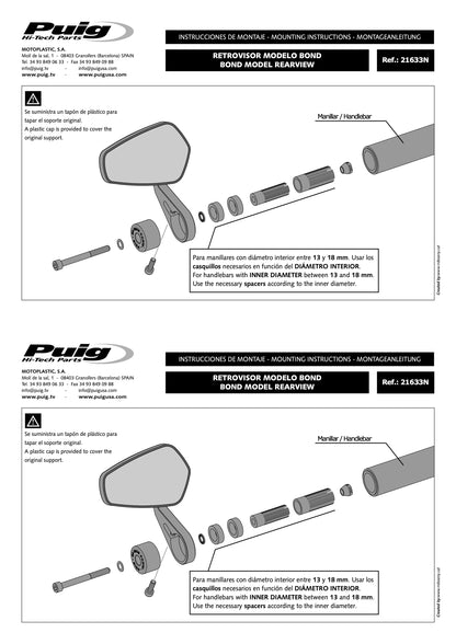Puig Bond Motorcycle Mirrors - Universal (Sold Individually)